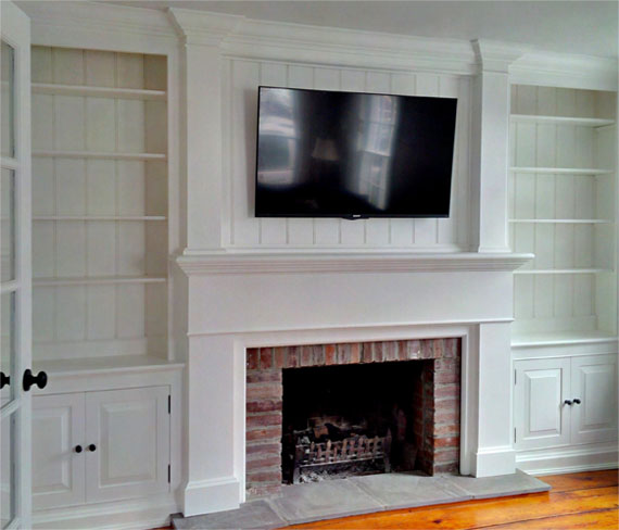 Custom cabinets around fireplace